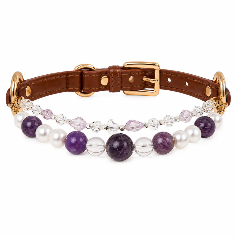Natural Amethyst Crystal Pet Necklace