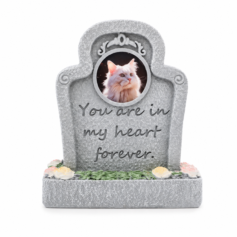 Personalized Pet Memorial Stone Keepsake with Photo Frame and Flower Holder