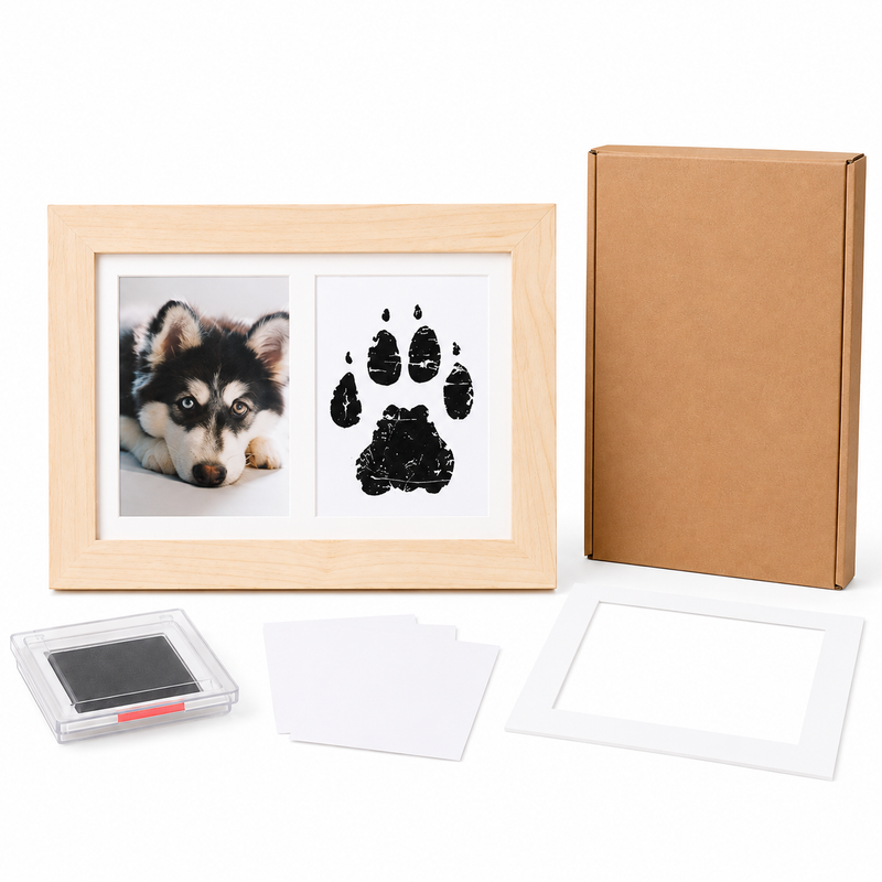 Pet Paw Print Photo Frame Kit – Personalized Keepsake Gift