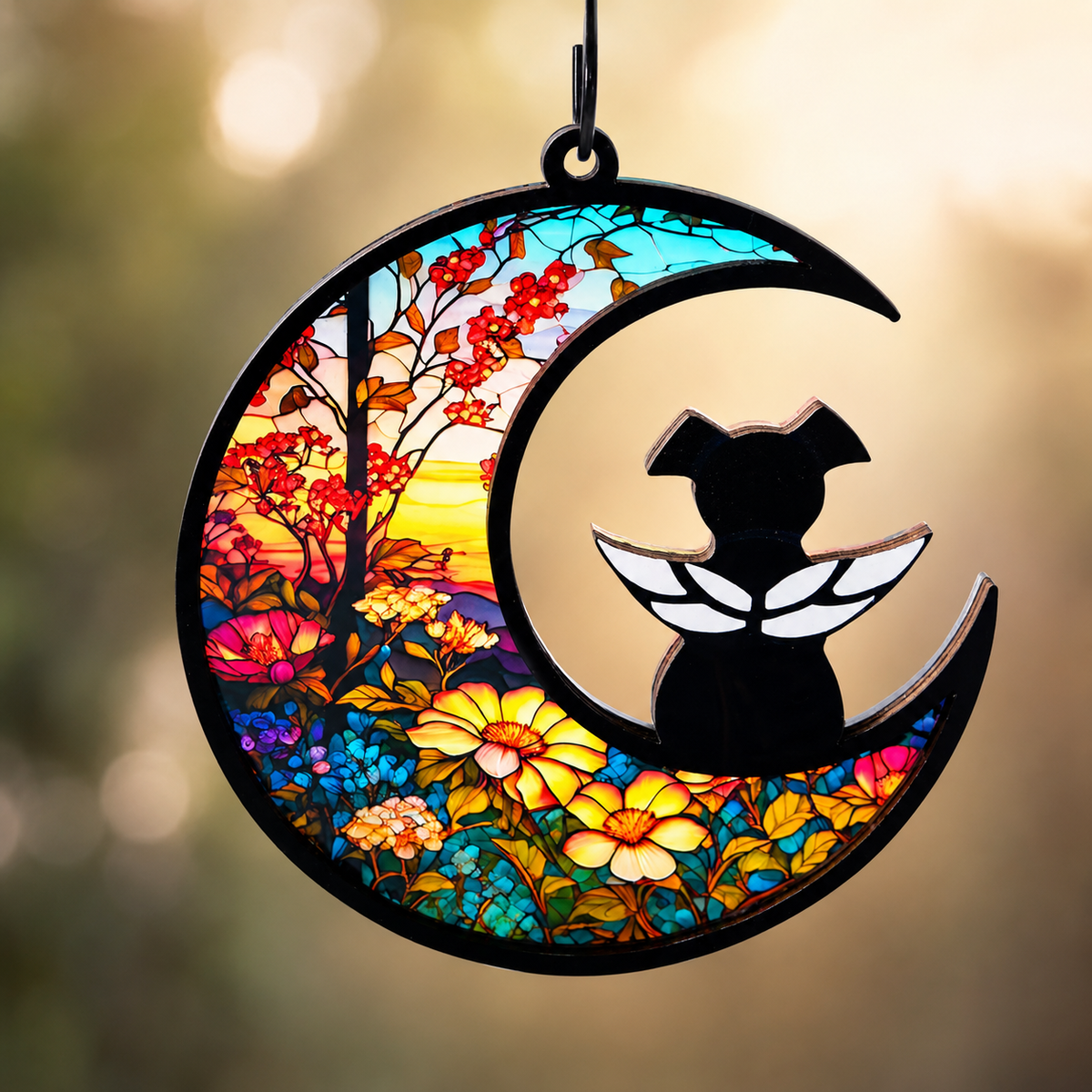 Rainbow Bridge Pet Memorial Suncatcher Ornament