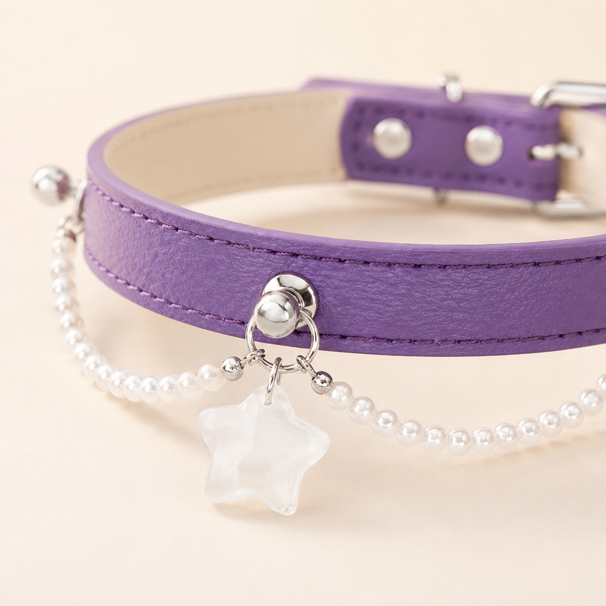 Starlit Promise Crystal Pet Collar with Pearl Chain