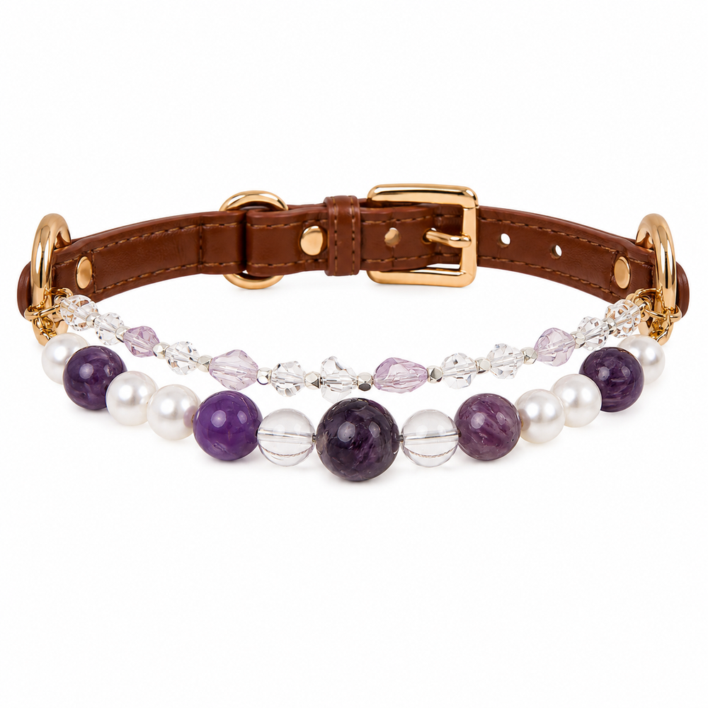 Natural Amethyst Crystal Pet Necklace - product image 1
