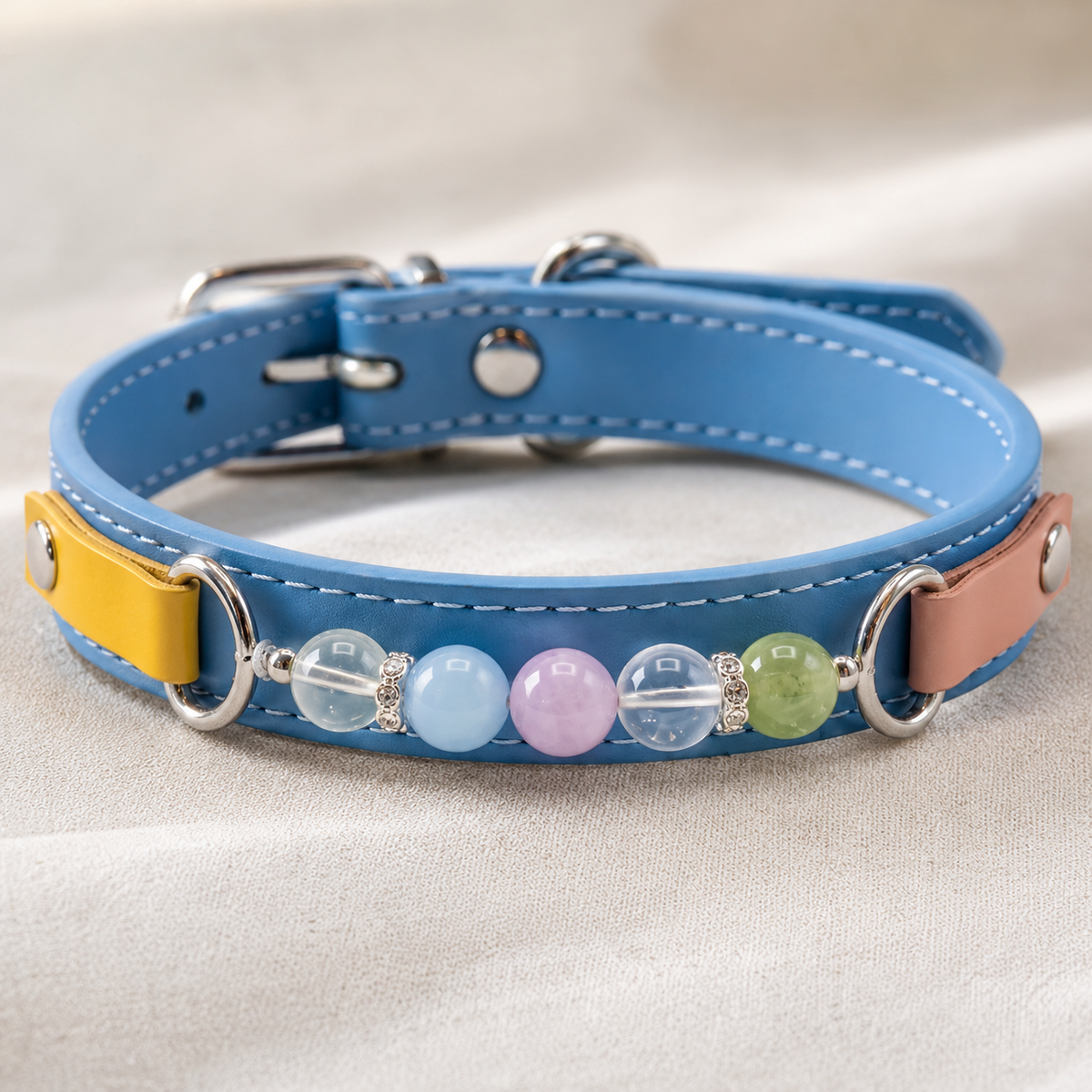 Handmade Pastel Chakra Crystal Pet Collar