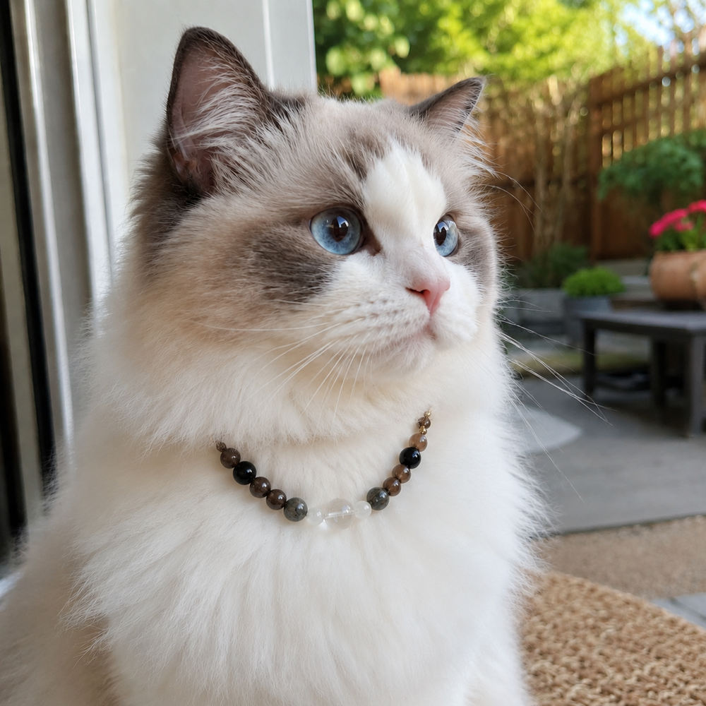 Natural Black Obsidian Crystal Pet Collar Necklace