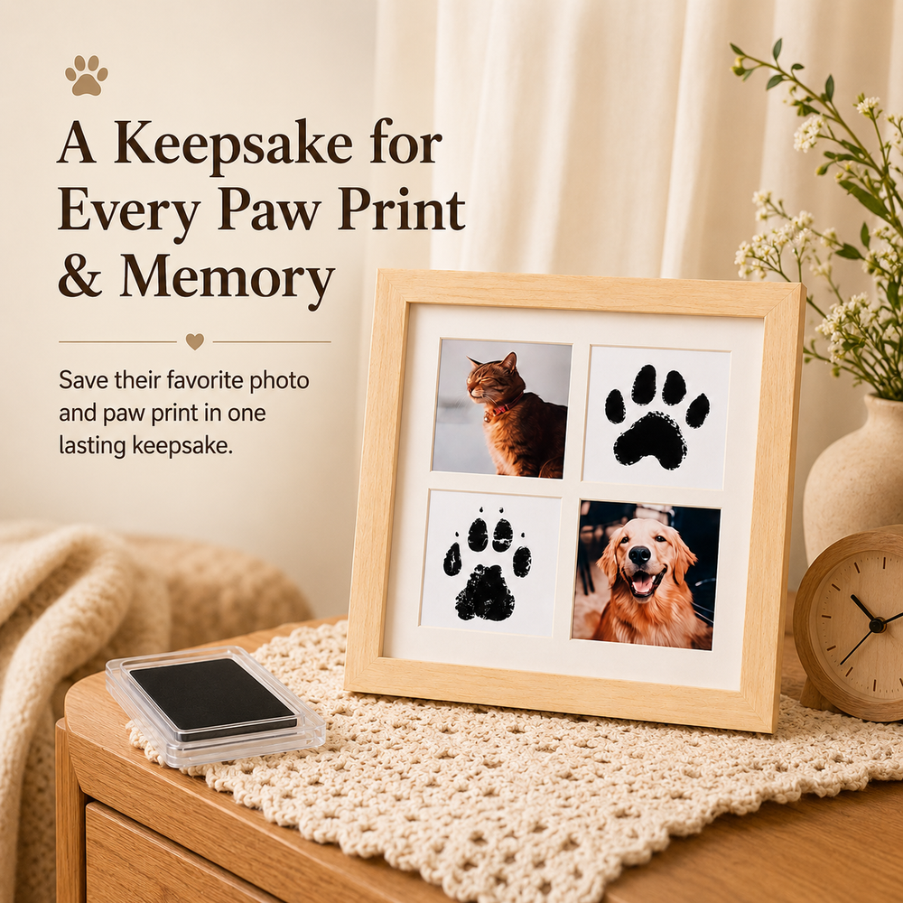 Pet Paw Print Photo Frame Kit – Personalized Keepsake Gift