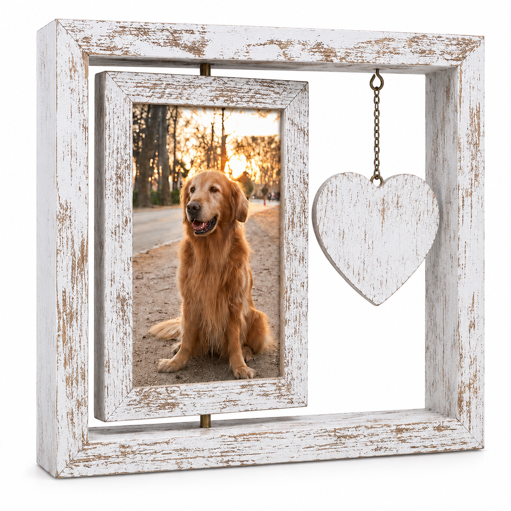 Rotating Pet Memorial Photo Frame – Wooden Keepsake Gift