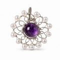 Purple Crystal Pearl Guardian Pendant Charm
