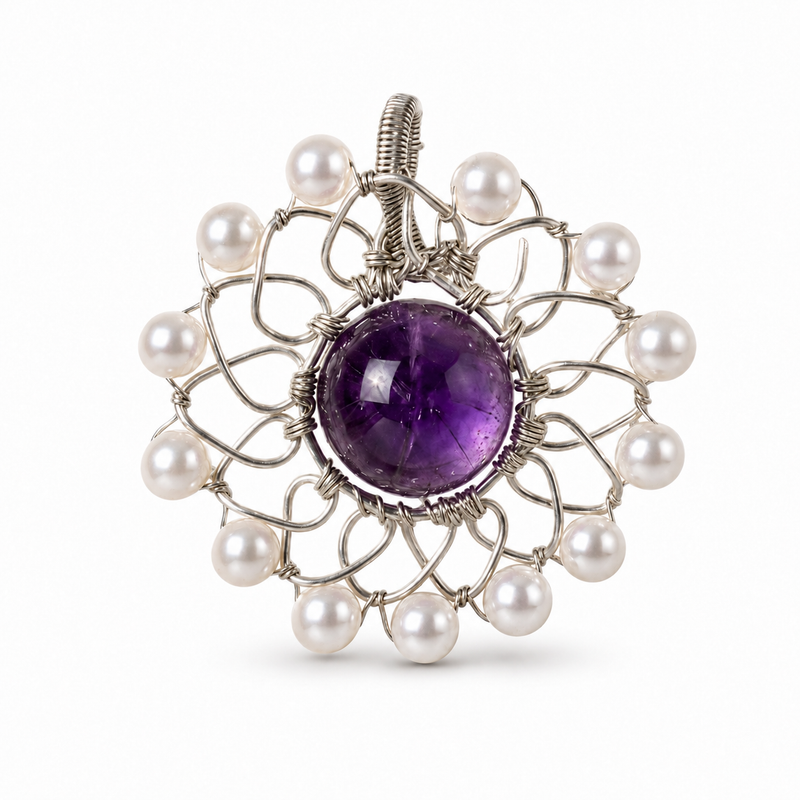 Purple Crystal Pearl Guardian Pendant Charm - product image 1