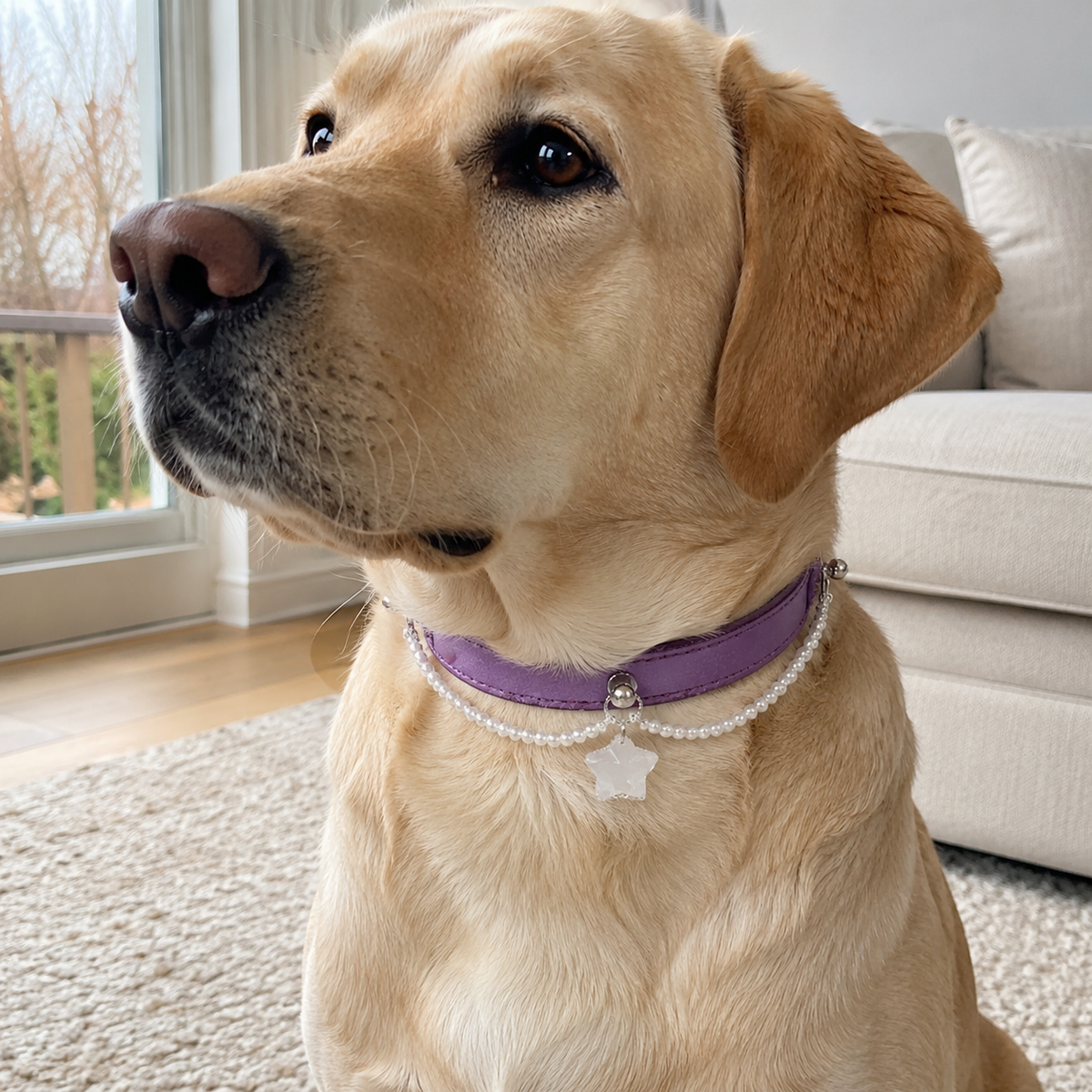 Starlit Promise Crystal Pet Collar with Pearl Chain
