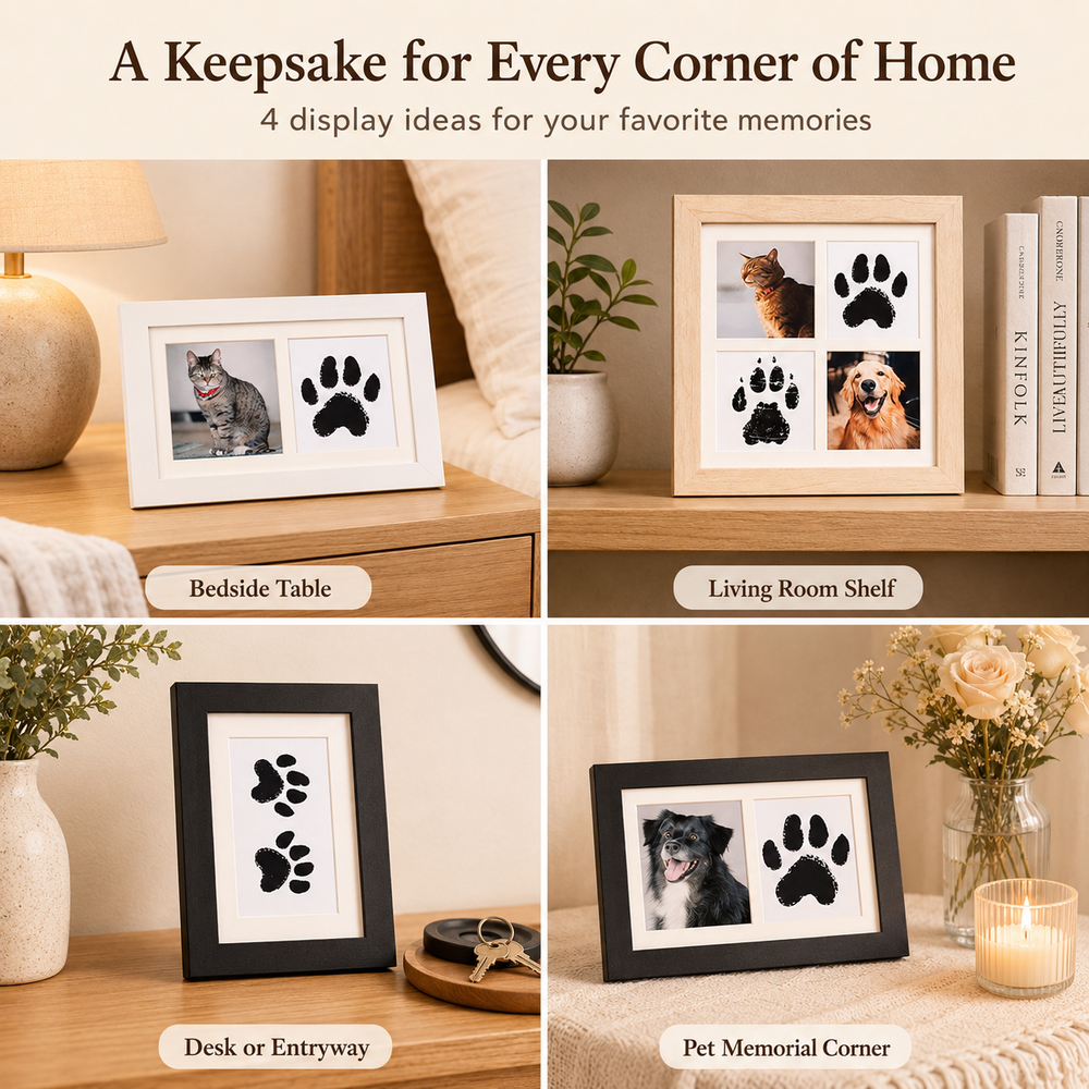 Pet Paw Print Photo Frame Kit – Personalized Keepsake Gift