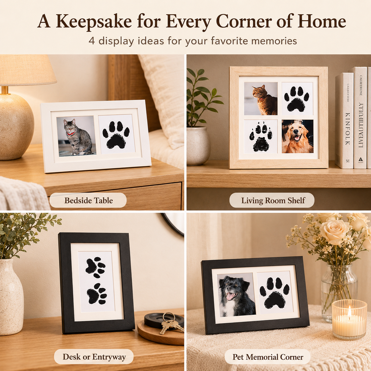 Pet Paw Print Photo Frame Kit – Personalized Keepsake Gift