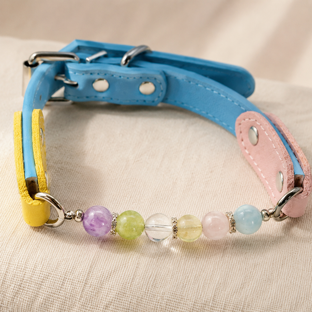 Spectrum Chakra Handmade Natural Crystal Pet Collar