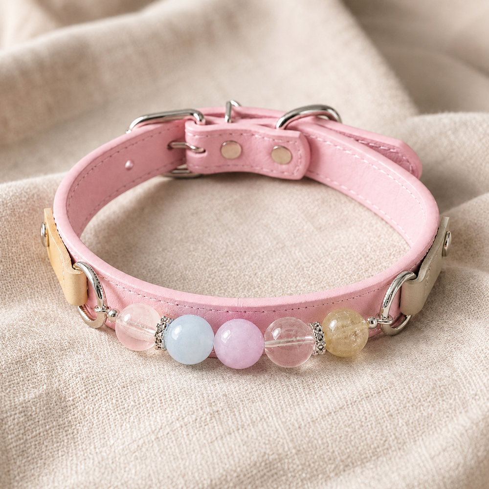 Handmade Pastel Chakra Crystal Pet Collar