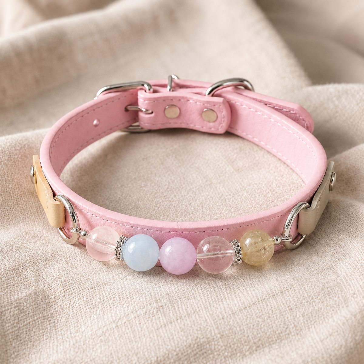Handmade Pastel Chakra Crystal Pet Collar