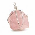 Morganite Raw Crystal Pendant | Handmade Natural Stone Charm