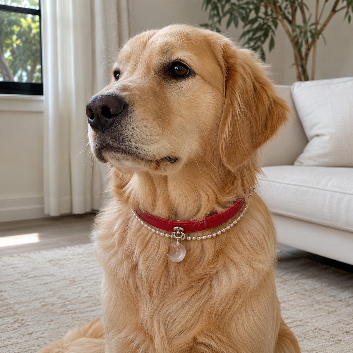 Starlit Promise Crystal Pet Collar with Pearl Chain