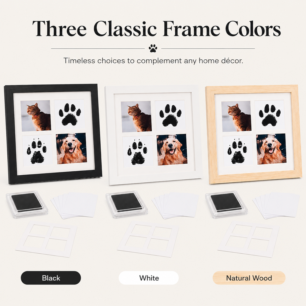 Pet Paw Print Photo Frame Kit – Personalized Keepsake Gift