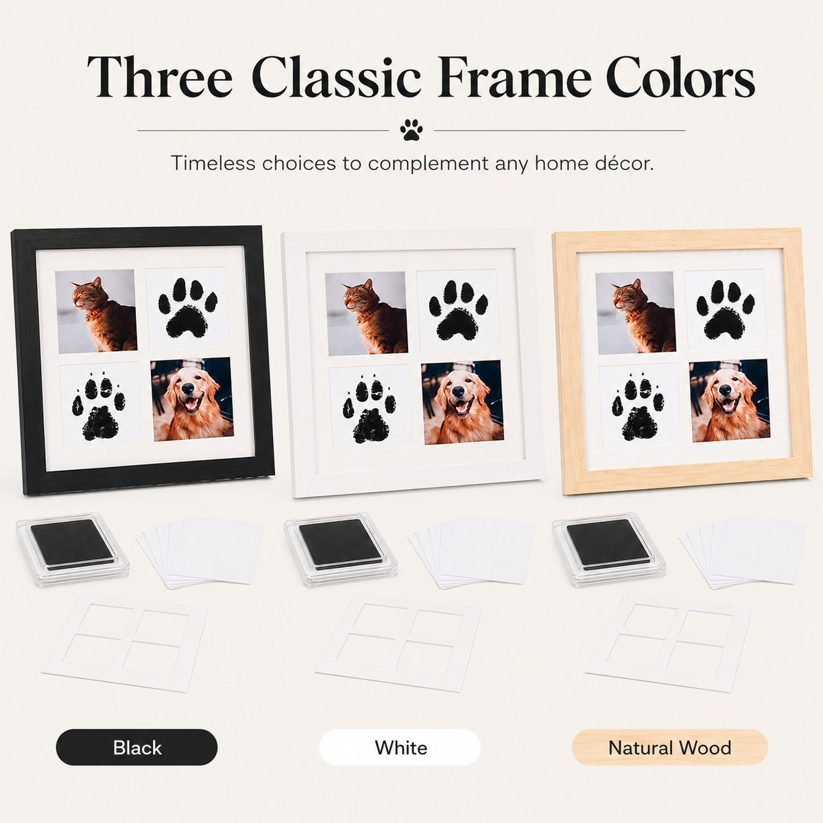 Pet Paw Print Photo Frame Kit – Personalized Keepsake Gift