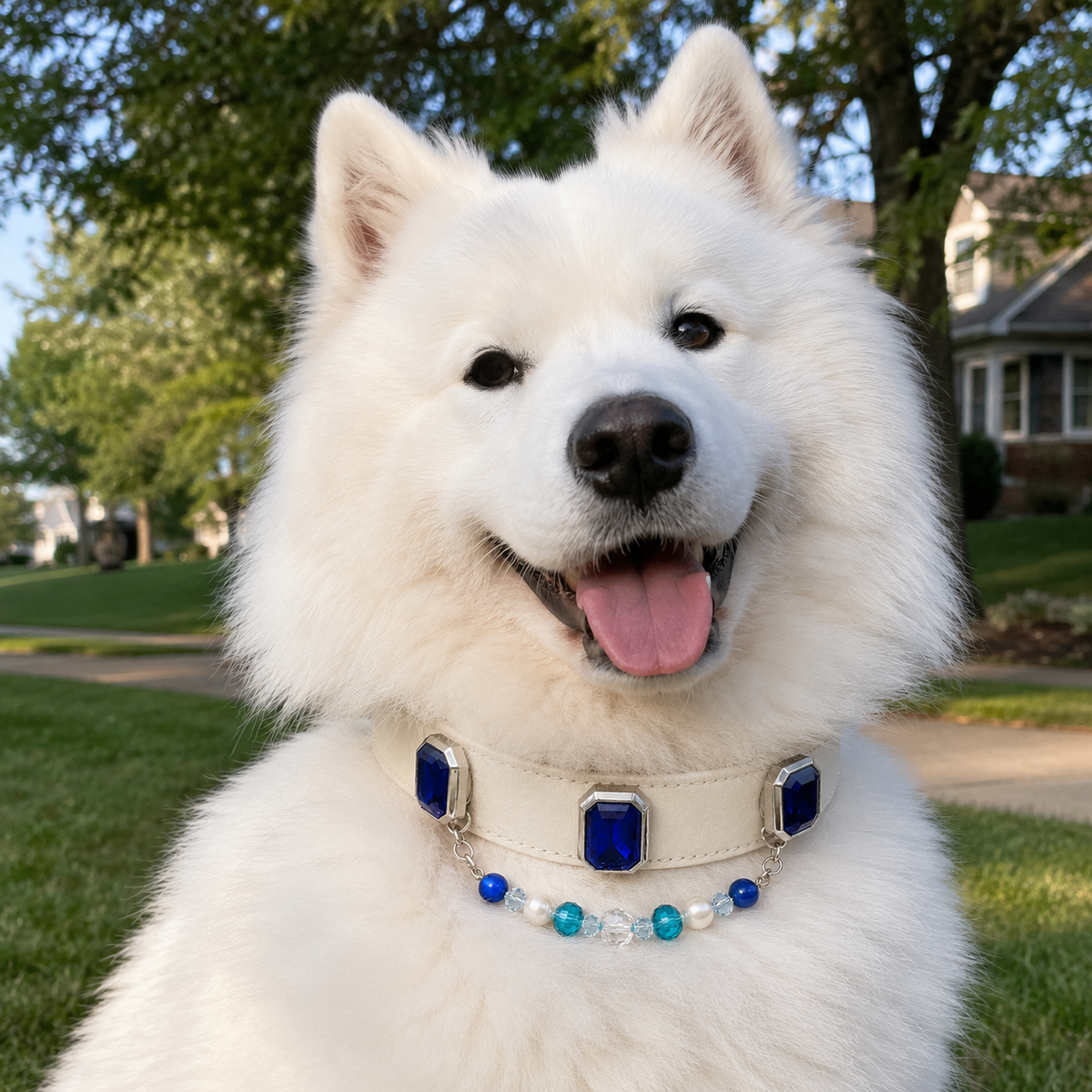 Personalized Rhinestone Name Pet Collar with Crystal & Pearl Charm