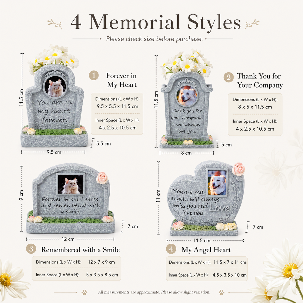 Personalized Pet Memorial Stone Keepsake with Photo Frame and Flower Holder