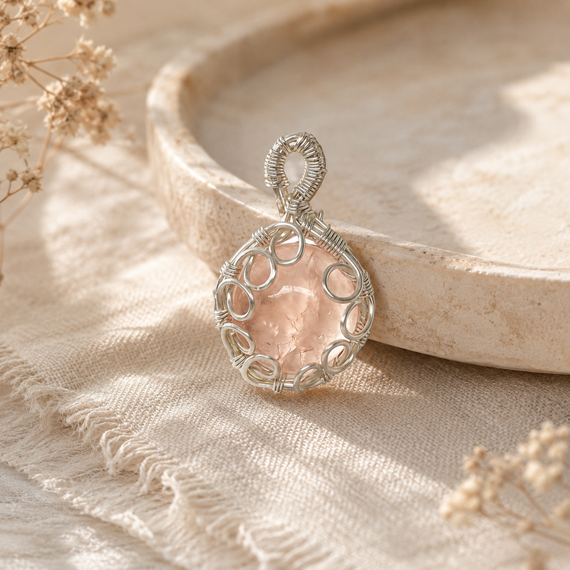 Rose Quartz Energy Loop Guardian Pendant Charm - product image 2