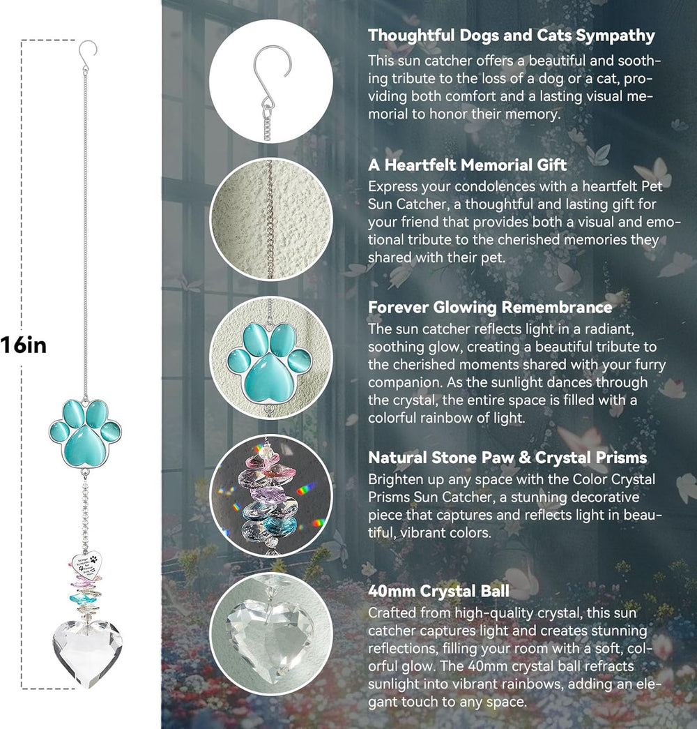 Pet Memorial Crystal Suncatcher – Rainbow Remembrance Gift