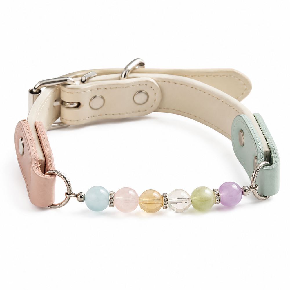 Spectrum Chakra Handmade Natural Crystal Pet Collar