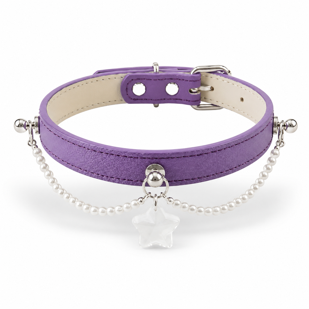 Starlit Promise Crystal Pet Collar with Pearl Chain