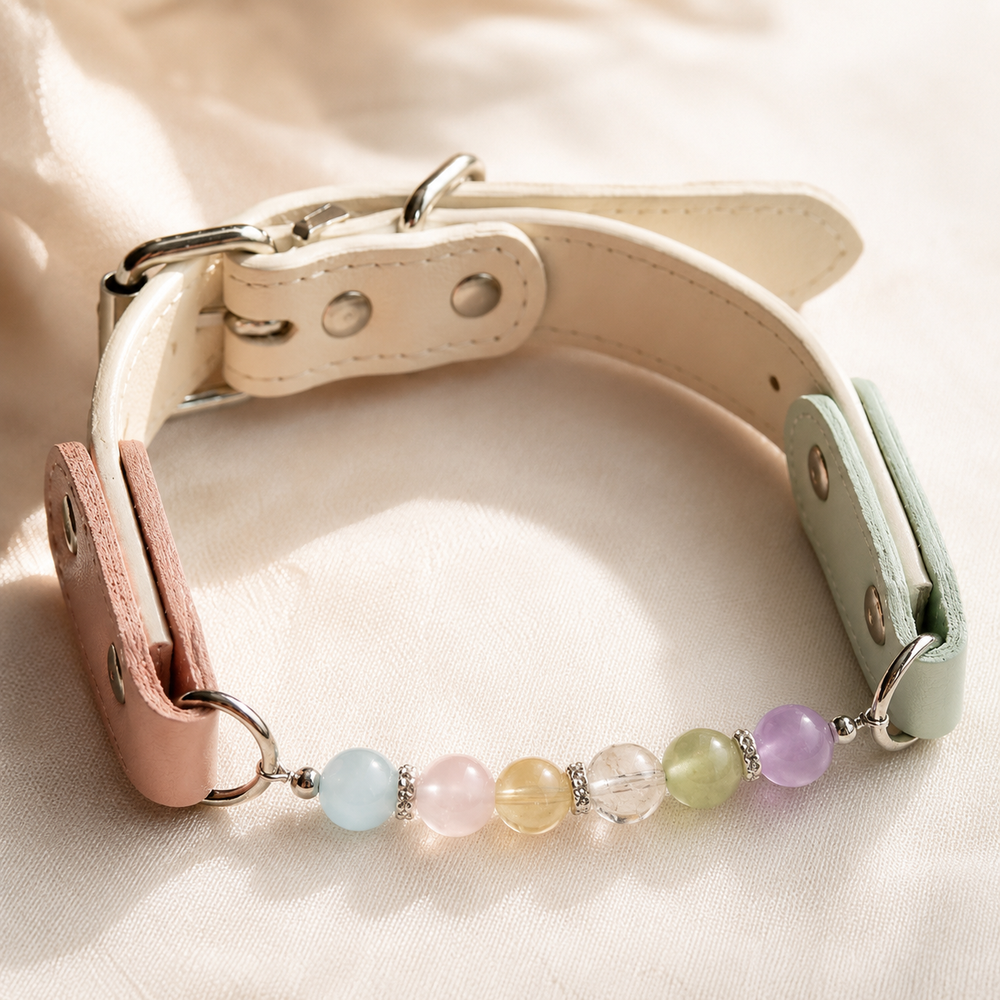Spectrum Chakra Handmade Natural Crystal Pet Collar