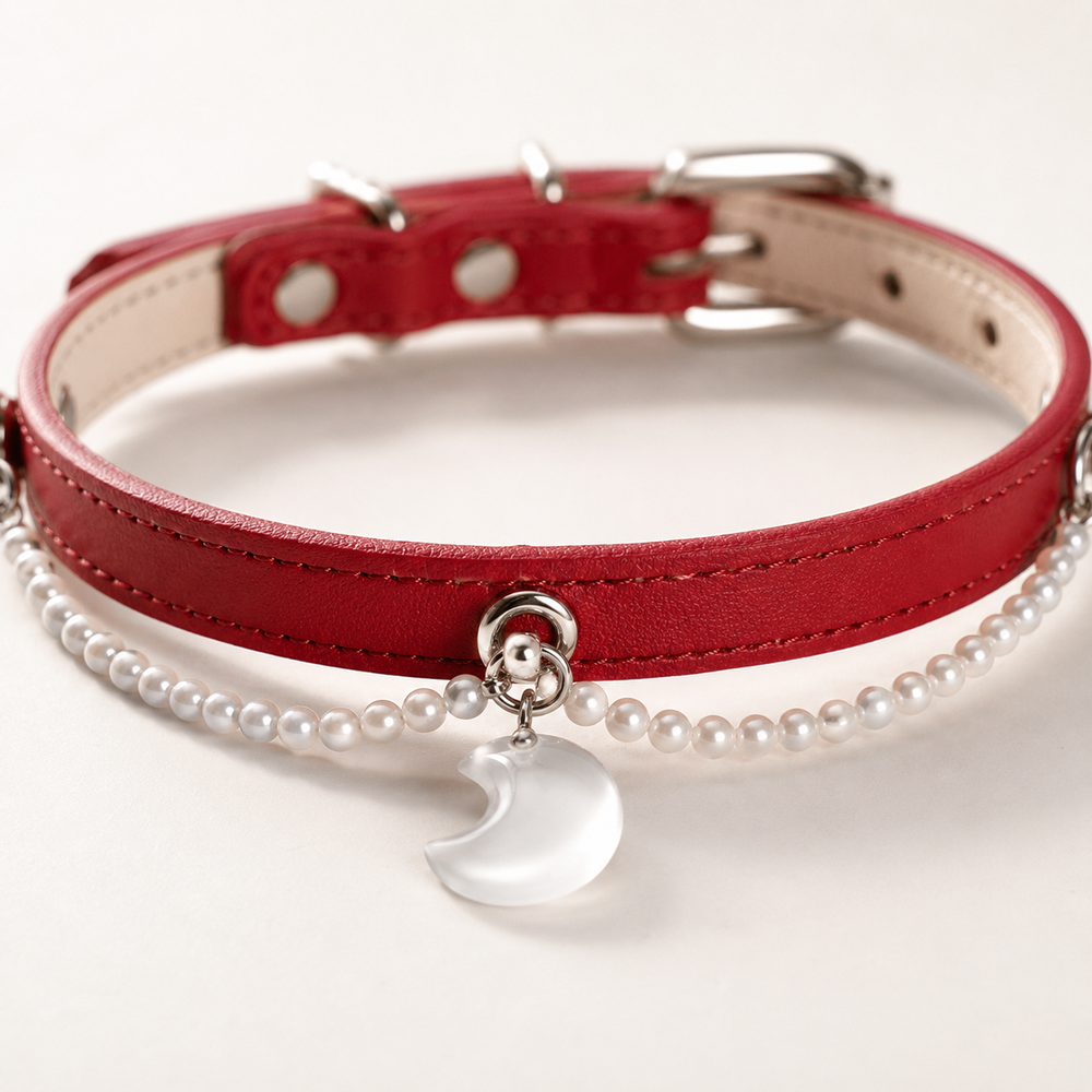Starlit Promise Crystal Pet Collar with Pearl Chain