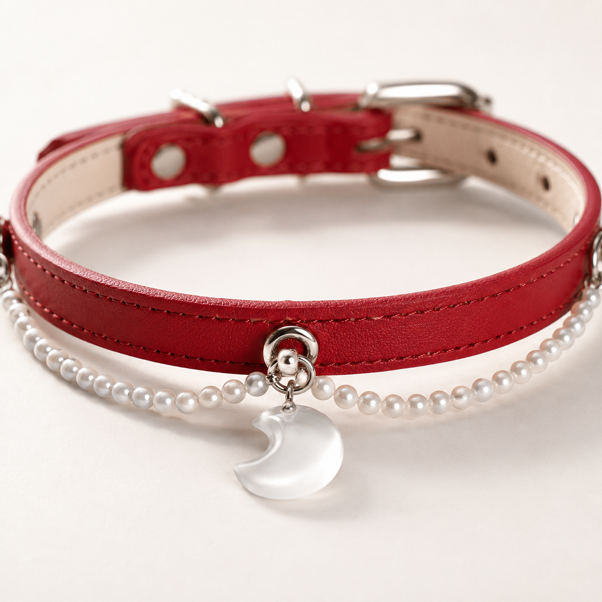Starlit Promise Crystal Pet Collar with Pearl Chain