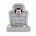 Personalized Pet Memorial Stone Keepsake with Photo Frame and Flower Holder