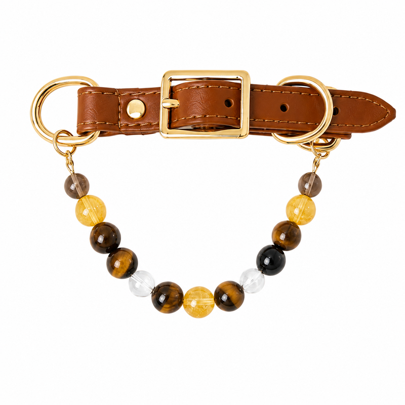 Natural Tiger Eye Crystal Pet Collar Necklace