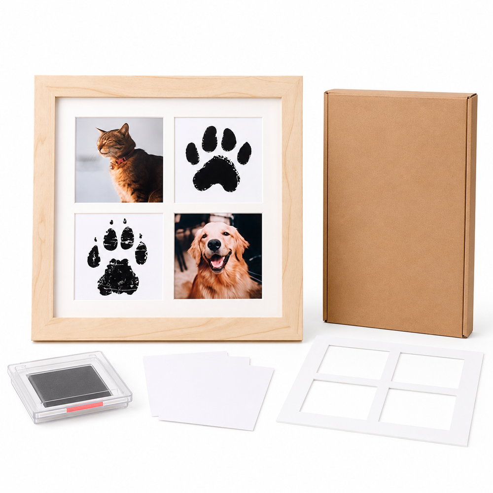 Pet Paw Print Photo Frame Kit – Personalized Keepsake Gift