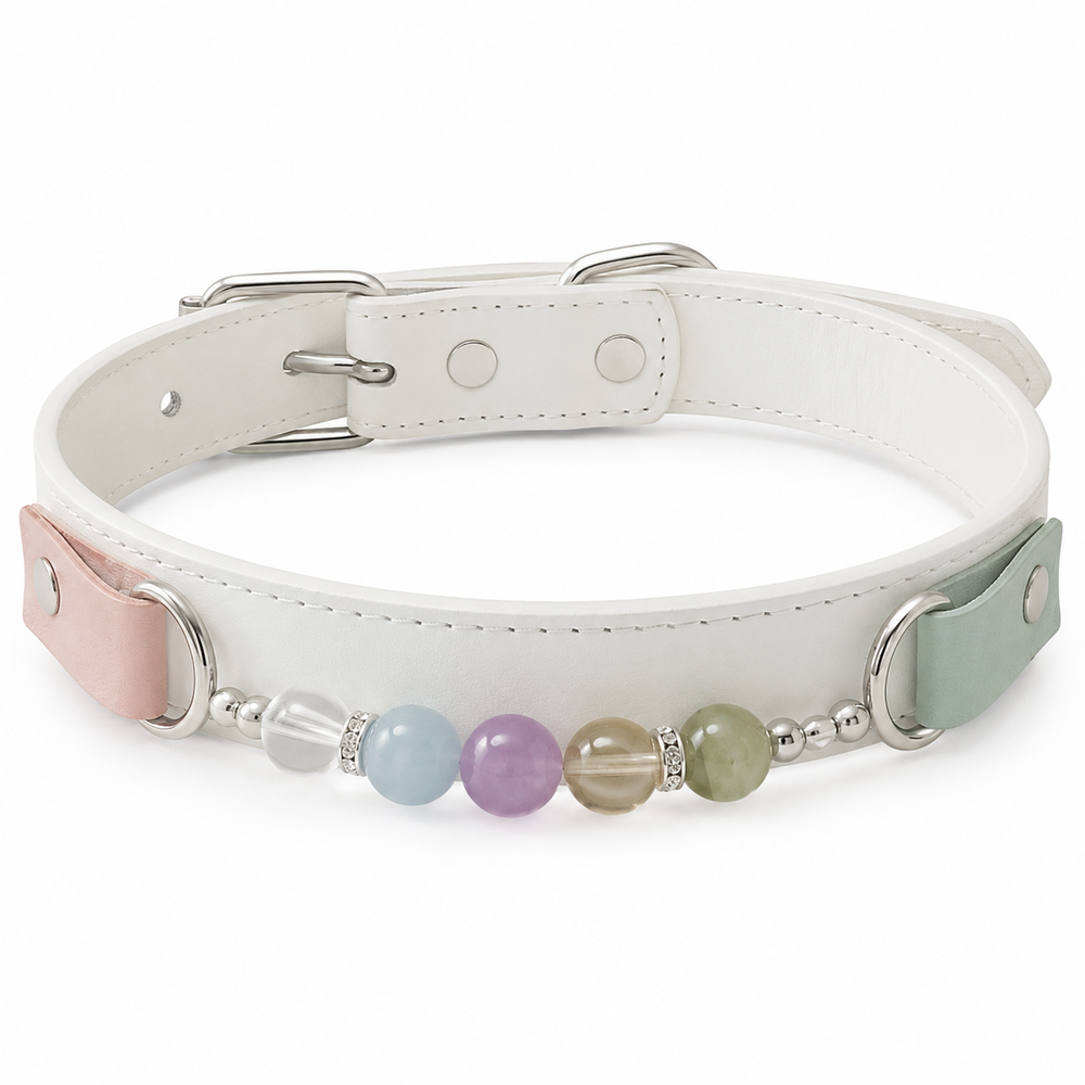 Handmade Pastel Chakra Crystal Pet Collar