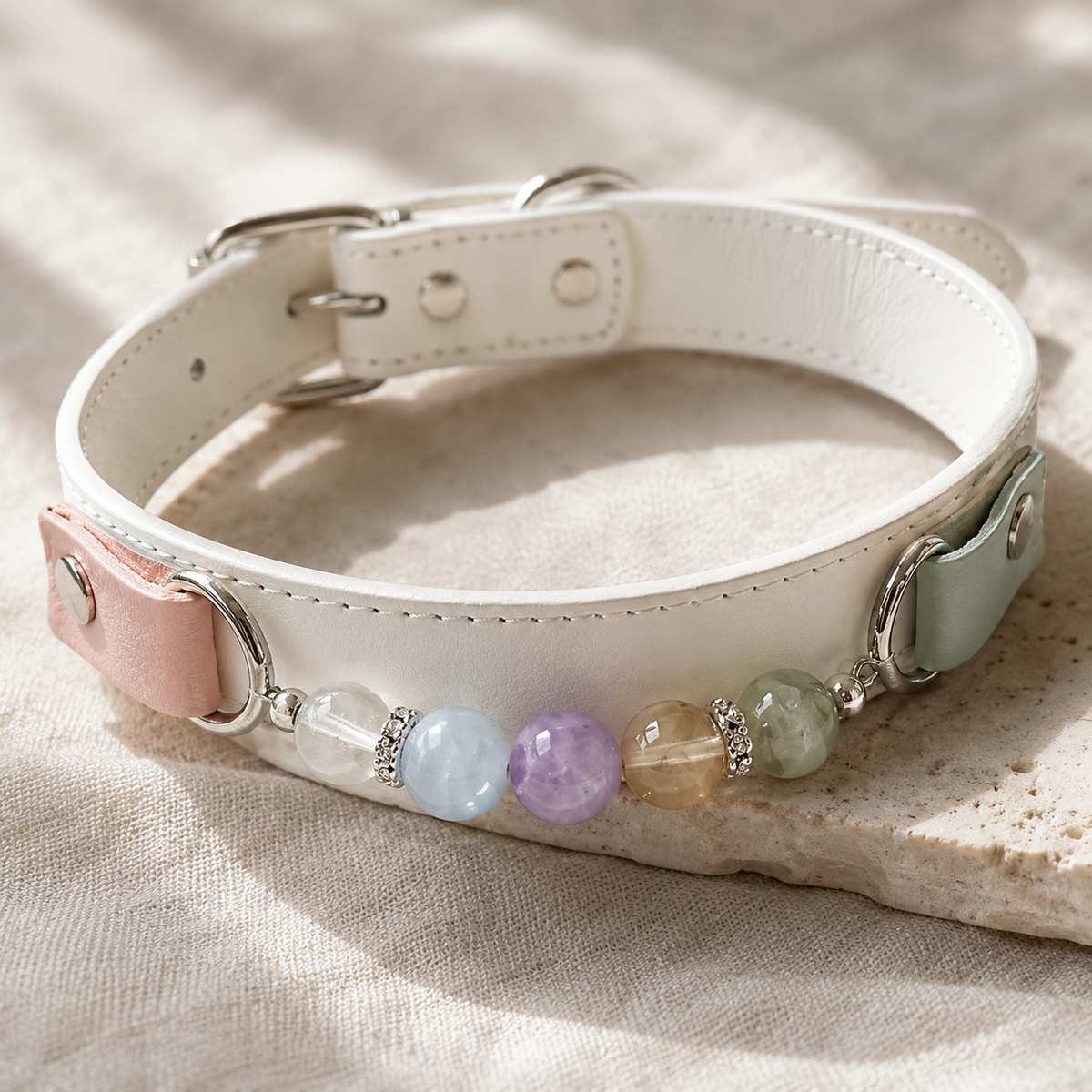 Handmade Pastel Chakra Crystal Pet Collar