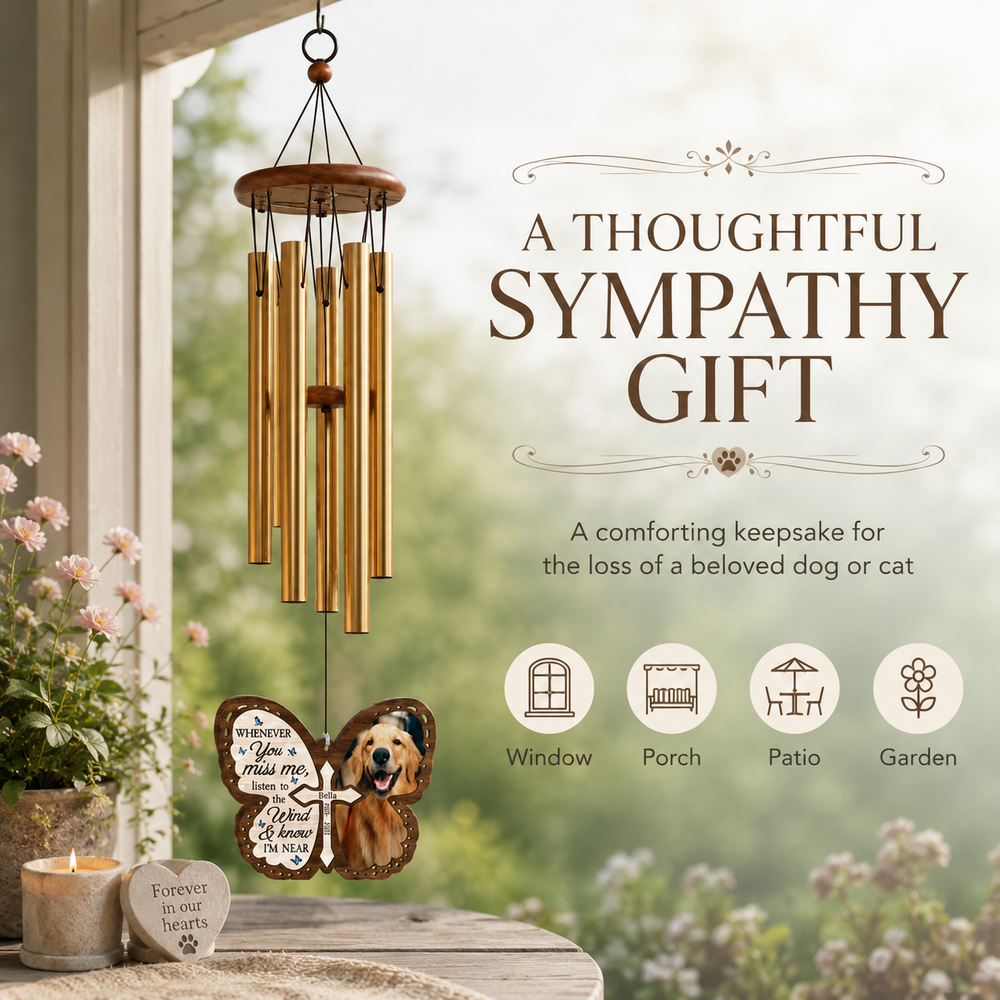 Personalized Pet Memorial Wind Chime – Custom Photo Remembrance Gift