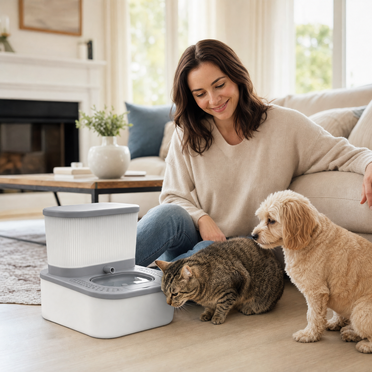 Cat Gravity Water Bowl Dispenser with Adjustable Flow – Non-Electric Pet Water Station for Cats & Dogs