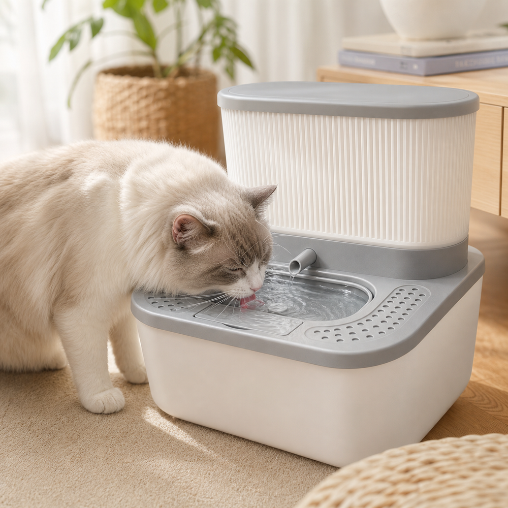 Cat Gravity Water Bowl Dispenser with Adjustable Flow – Non-Electric Pet Water Station for Cats & Dogs