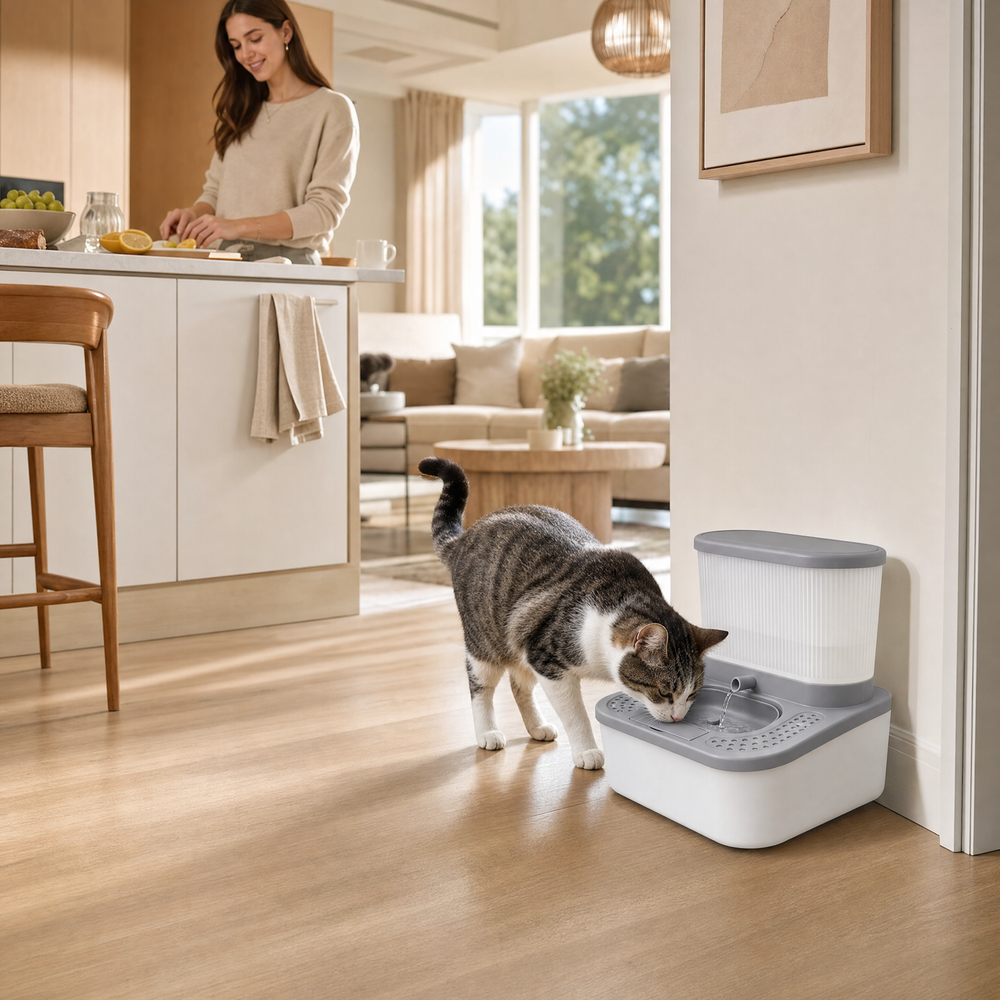 Cat Gravity Water Bowl Dispenser with Adjustable Flow – Non-Electric Pet Water Station for Cats & Dogs