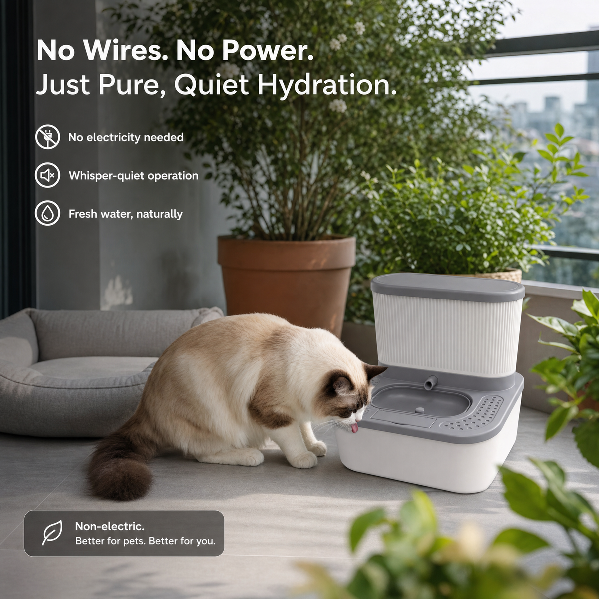 Cat Gravity Water Bowl Dispenser with Adjustable Flow – Non-Electric Pet Water Station for Cats & Dogs