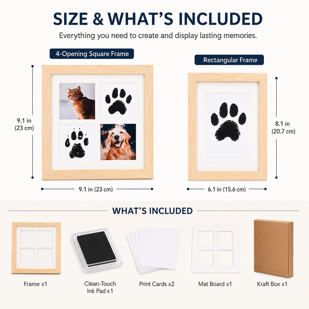 Pet Paw Print Photo Frame Kit – Personalized Keepsake Gift