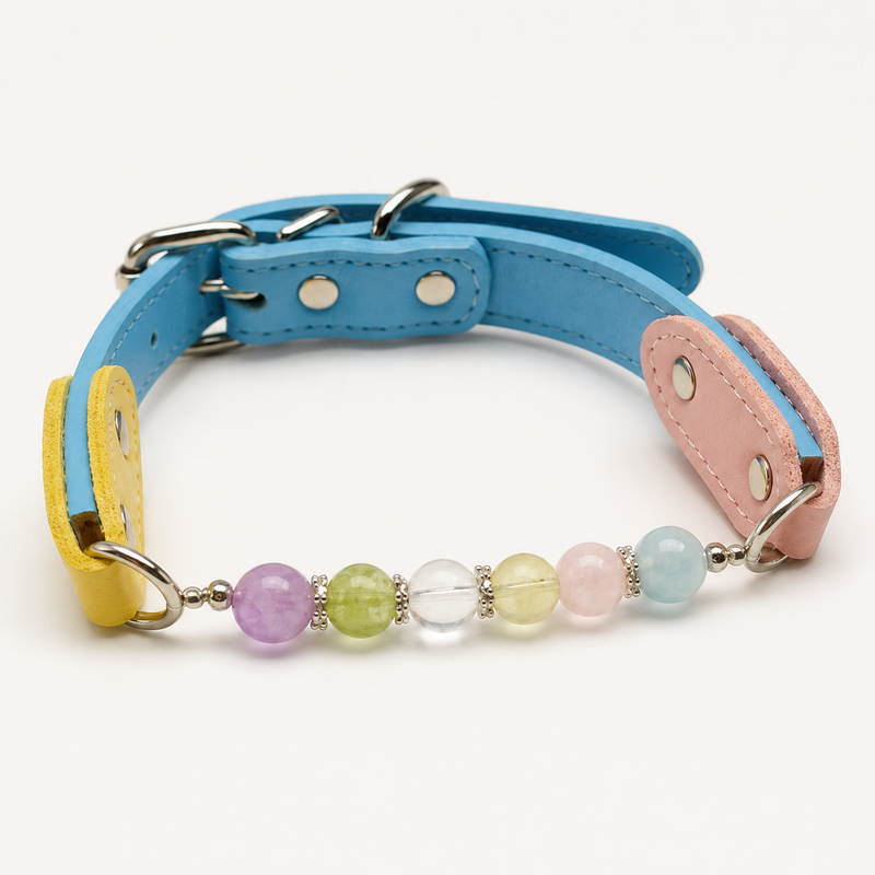 Spectrum Chakra Handmade Natural Crystal Pet Collar