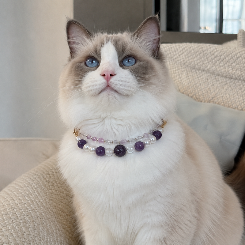 Natural Amethyst Crystal Pet Necklace - product image 2