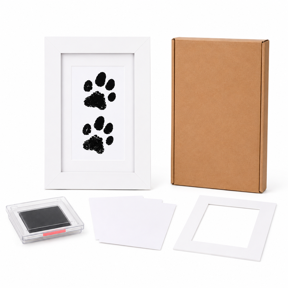 Pet Paw Print Photo Frame Kit – Personalized Keepsake Gift