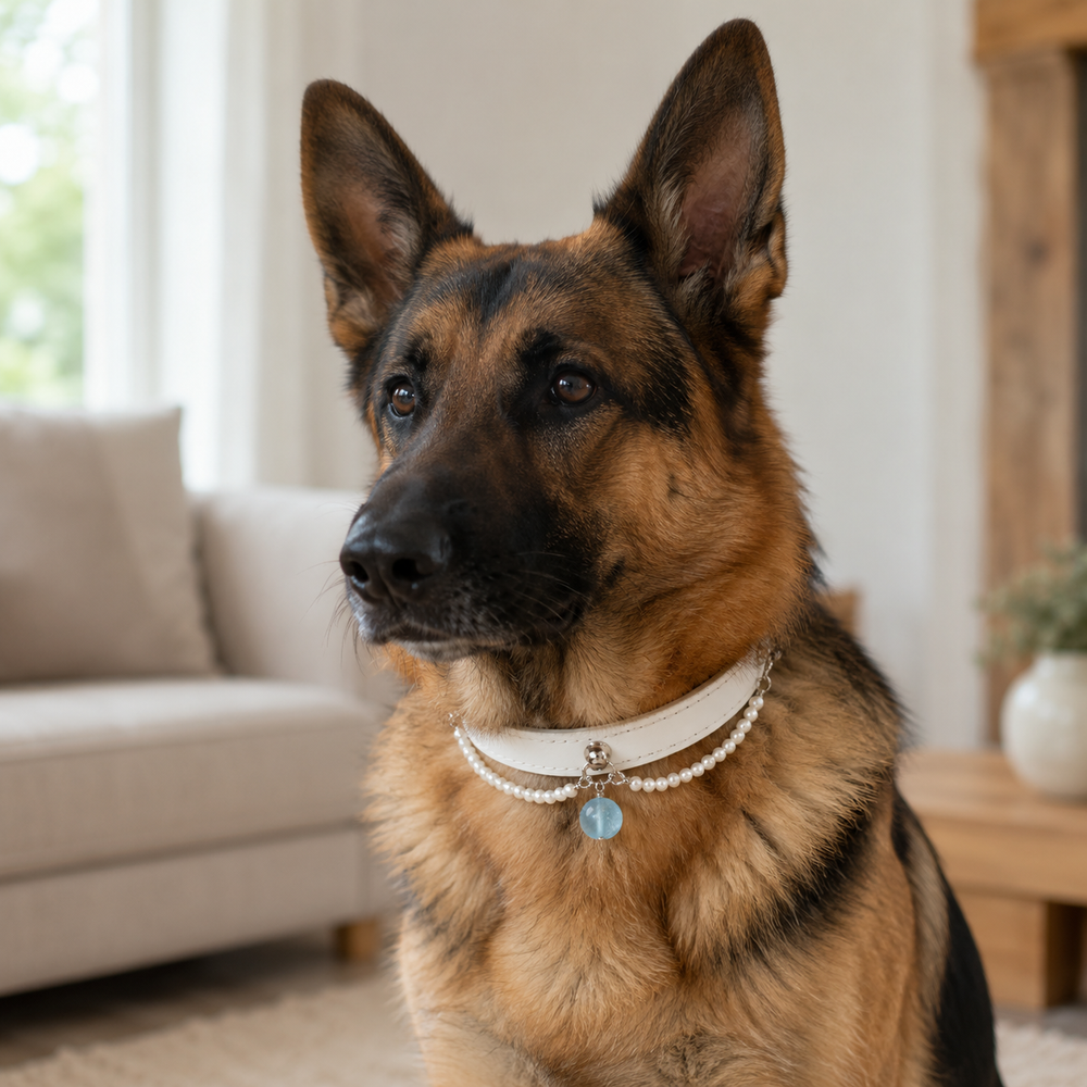 Starlit Promise Crystal Pet Collar with Pearl Chain