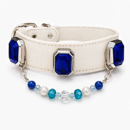 Convertible Magnetic Crystal Pet Collar – Detachable Gem & Beaded Charm Dog Collar